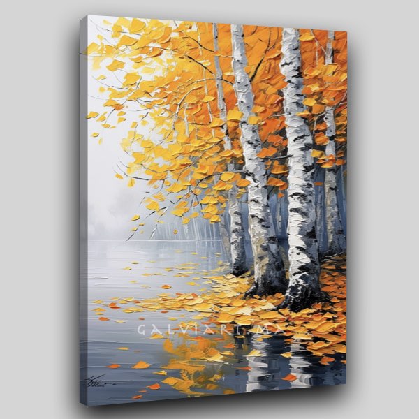 Peinture à l'Huile Arbres et Eau