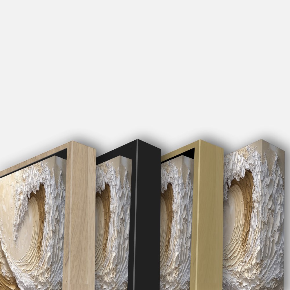 Peinture Abstraite de Vague Océan en Blanc et Beige