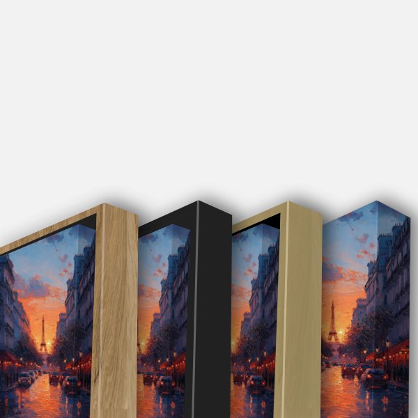 Peinture Acrylique Paris - Avenue au Coucher du Soleil Vue d’un Café