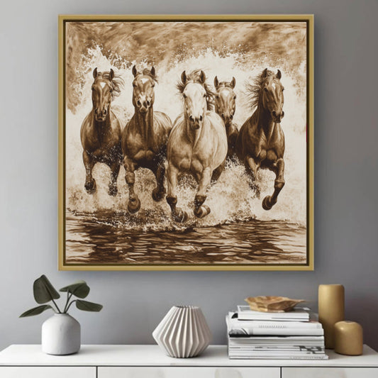 Cavalcade chevaux sur l'eau