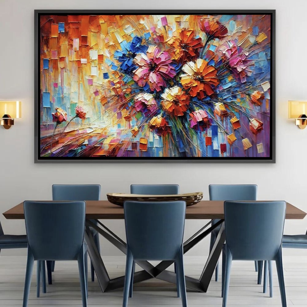 Fleurs colorées sur toile