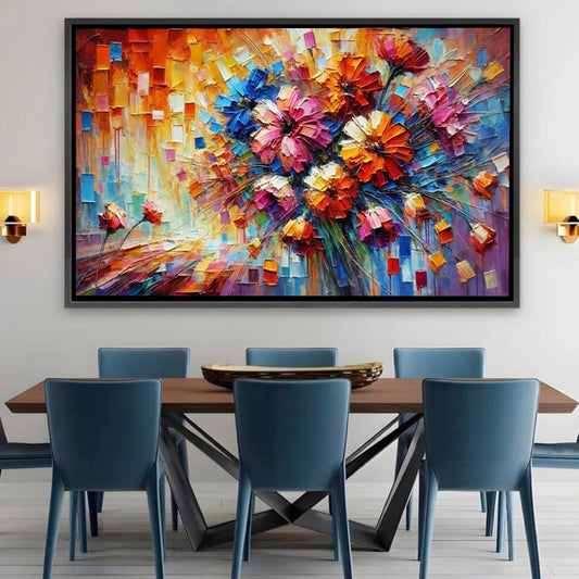 Fleurs colorées sur toile