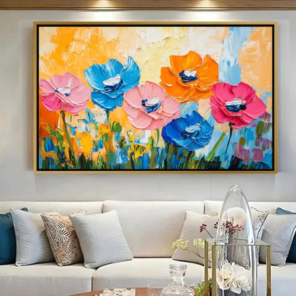 Tableau Abstrait Cubiste - Profils et Couleurs Contrastées