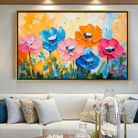 Tableau Abstrait Cubiste - Profils et Couleurs Contrastées