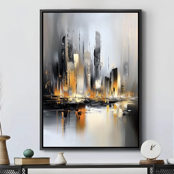 Art abstraitsombre - Marina de nuit avec yachts