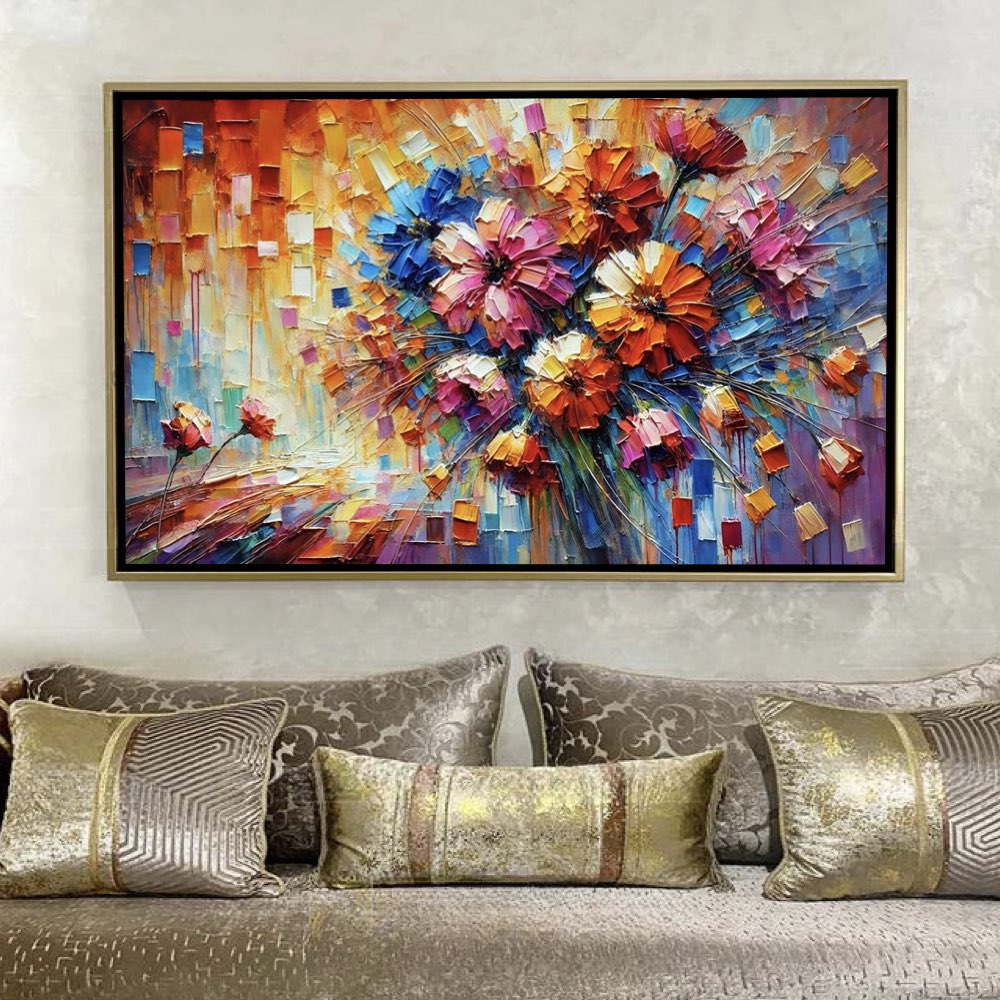 Fleurs colorées sur toile