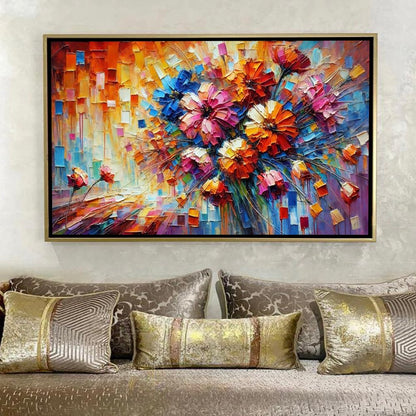 Fleurs colorées sur toile