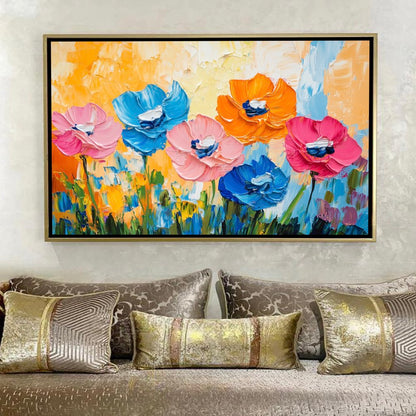 Tableau Abstrait Cubiste - Profils et Couleurs Contrastées