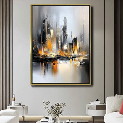 Art abstraitsombre - Marina de nuit avec yachts