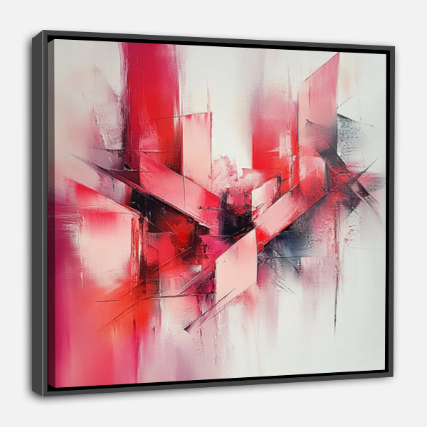 Peinture Abstraite aux Teintes Rouge Clair et Rose Foncé