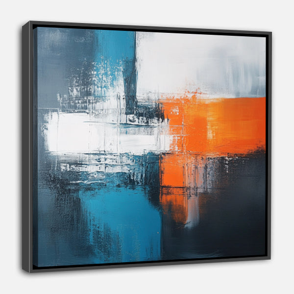 Peinture abstraite - Tons de rouge et jaune sur fond noir