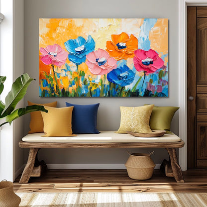 Tableau Abstrait Cubiste - Profils et Couleurs Contrastées