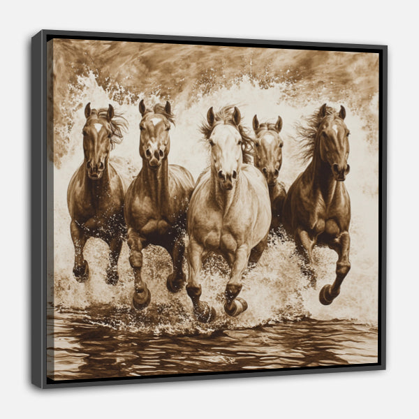 Cavalcade chevaux sur l'eau