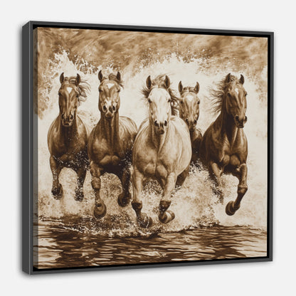Cavalcade chevaux sur l'eau