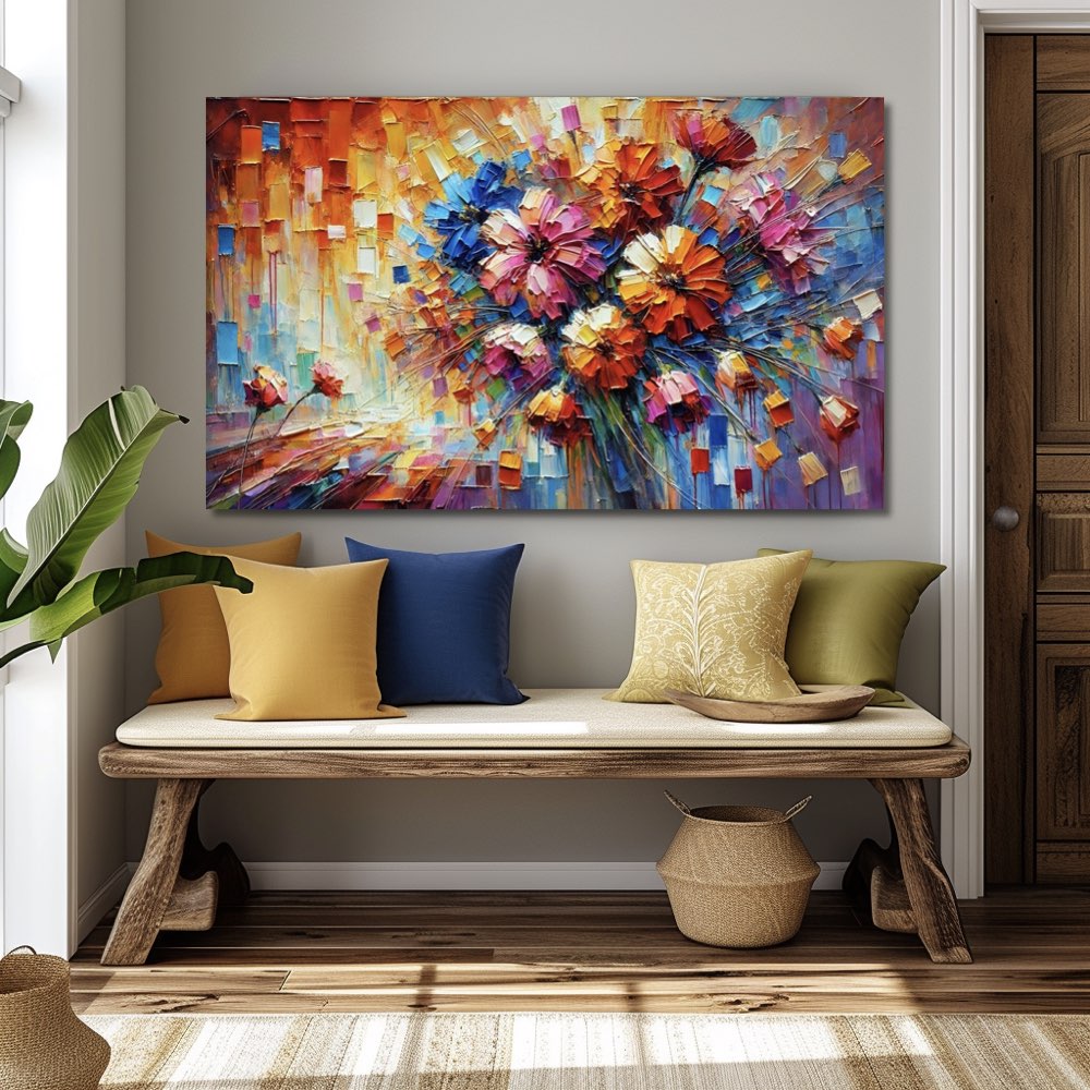 Fleurs colorées sur toile