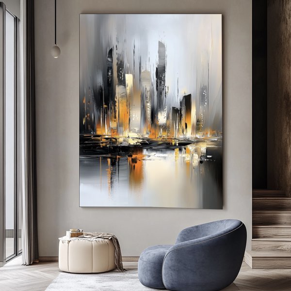 Art abstraitsombre - Marina de nuit avec yachts