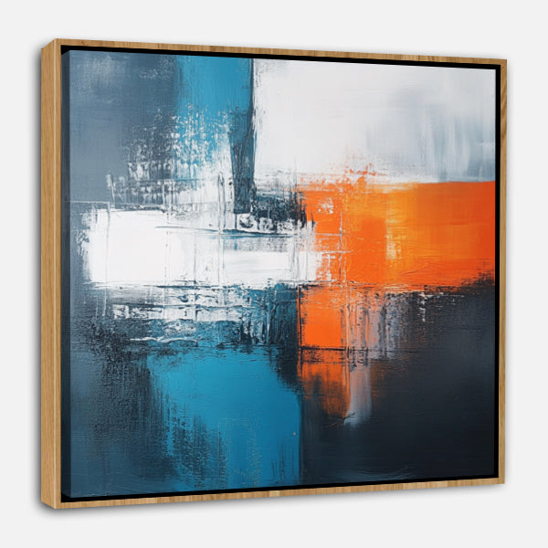 Peinture abstraite - Tons de rouge et jaune sur fond noir