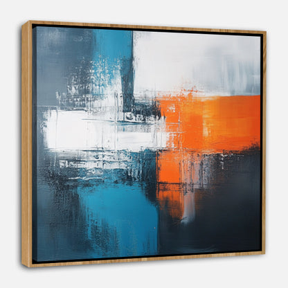 Peinture abstraite - Tons de rouge et jaune sur fond noir