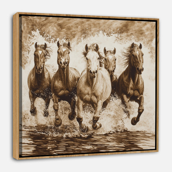 Cavalcade chevaux sur l'eau