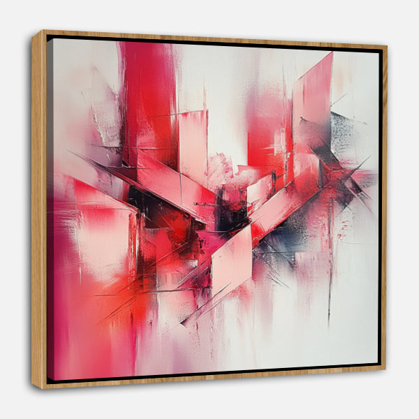 Peinture Abstraite aux Teintes Rouge Clair et Rose Foncé