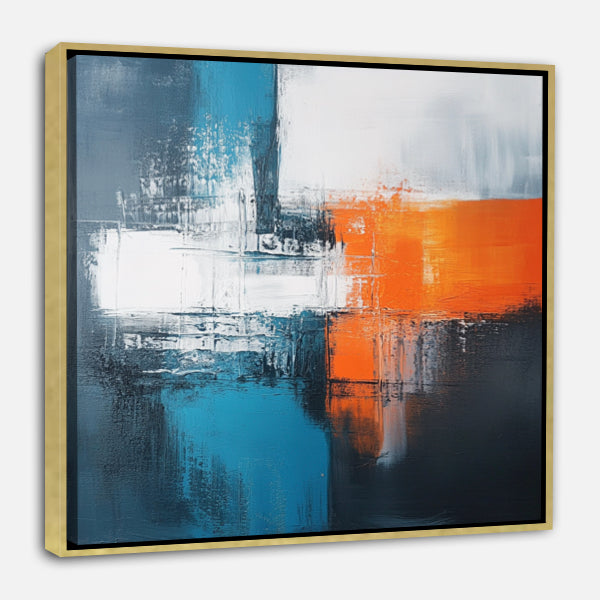 Peinture abstraite - Tons de rouge et jaune sur fond noir