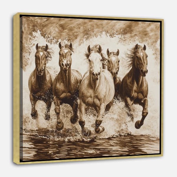 Cavalcade chevaux sur l'eau