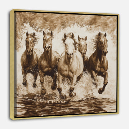 Cavalcade chevaux sur l'eau