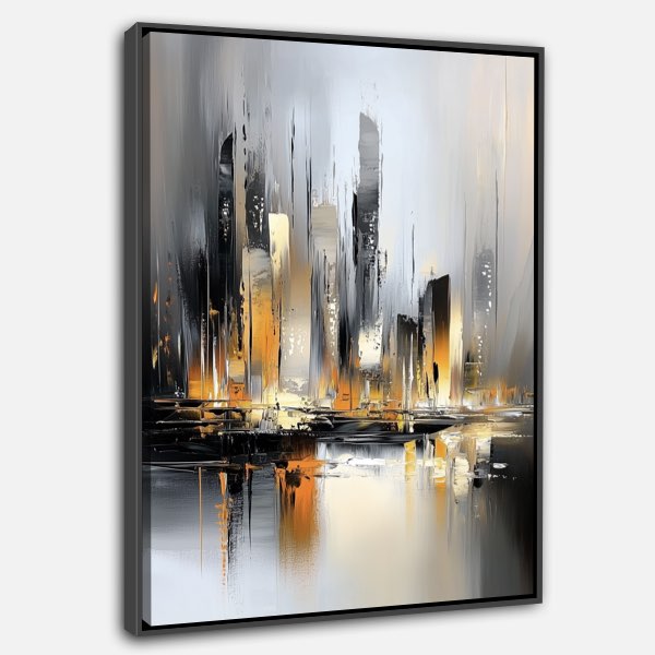 Art abstraitsombre - Marina de nuit avec yachts