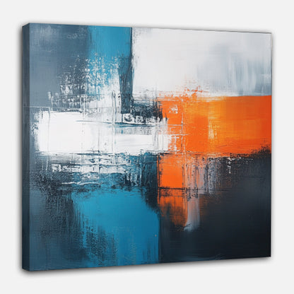 Peinture abstraite - Tons de rouge et jaune sur fond noir