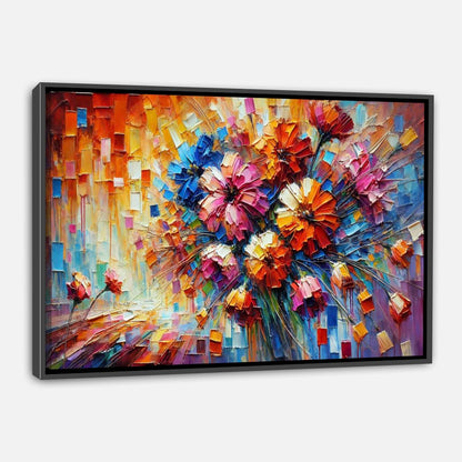 Fleurs colorées sur toile