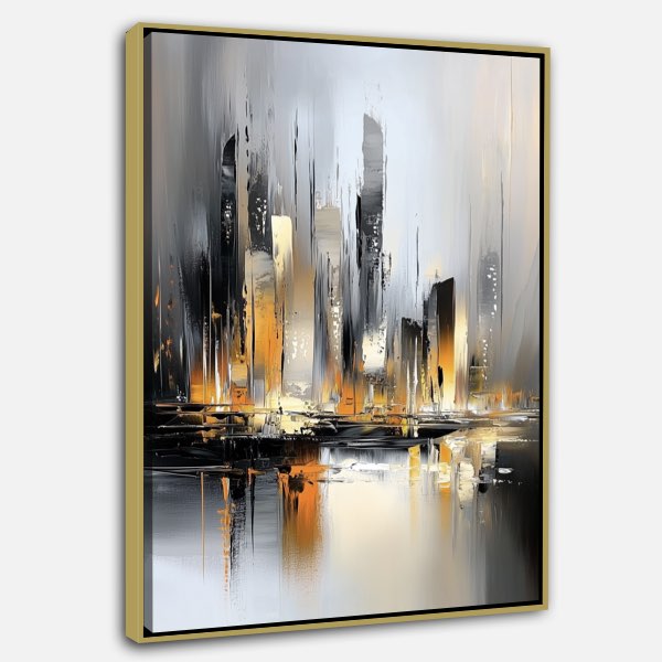 Art abstraitsombre - Marina de nuit avec yachts