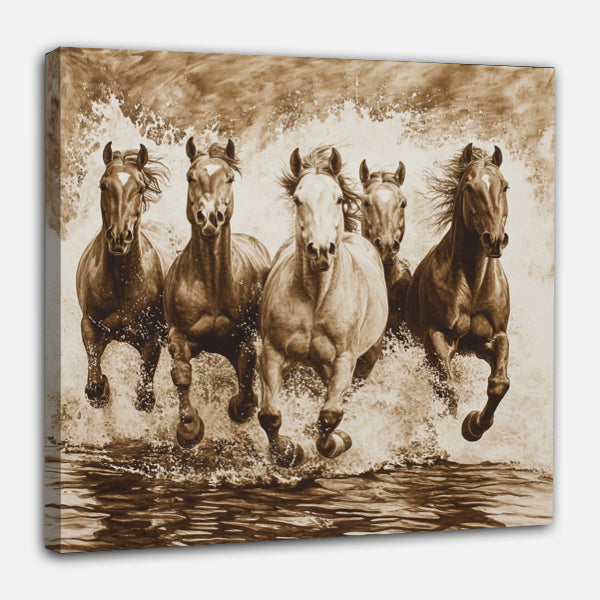 Cavalcade chevaux sur l'eau