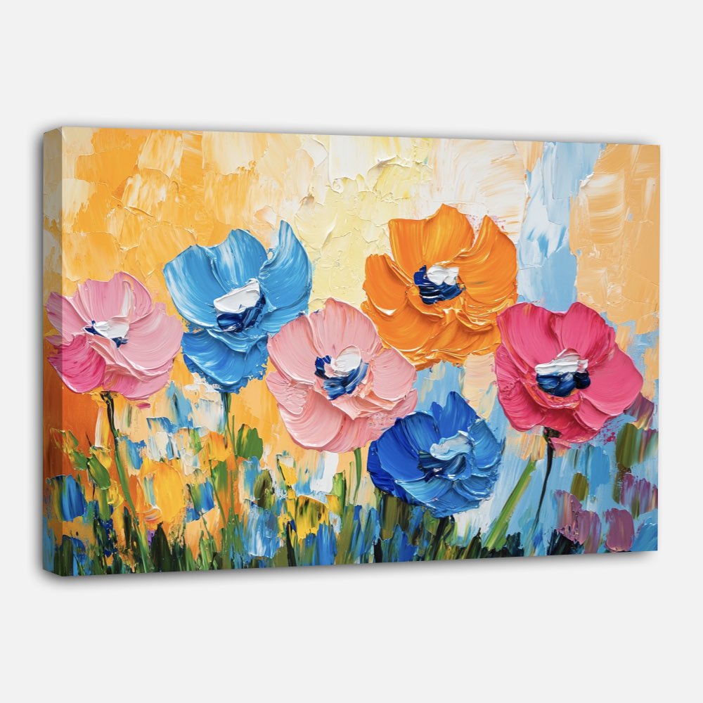 Tableau Abstrait Cubiste - Profils et Couleurs Contrastées