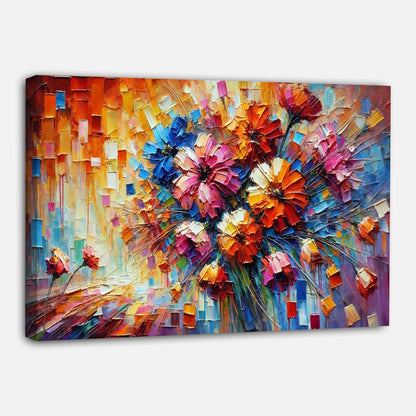 Fleurs colorées sur toile